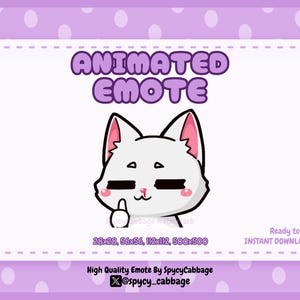Animated White Cat Cry Emote: Twitch, Discord, YouTube (Digital Download)