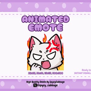 Animated Angry White Cat Emote: Twitch, Discord, YouTube (Instant Download)