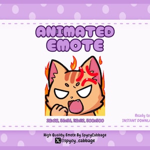 Animated Angry Orange Cat Emote: Twitch, Discord, YouTube (Instant Download)