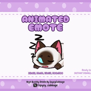 Animated Siamese Cat Sleep Emote: Twitch, Discord, YouTube (Instant Download)
