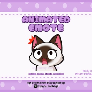 Animated Siamese Cat Shock Emote: Twitch, Discord, YouTube (Digital Download)
