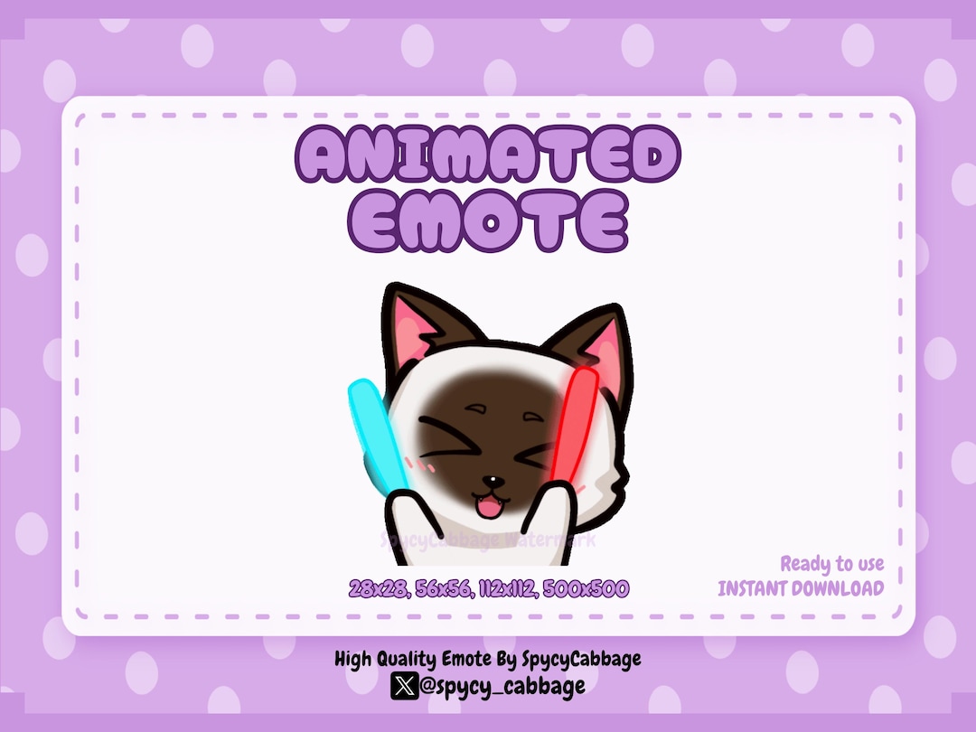 Animated Siamese Cat Emote: Glow Stick Dancing (digital Download) - Etsy
