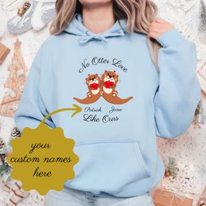 Matching Couples Hoodies: Personalized Otter Design, His & Hers Sweatshirts