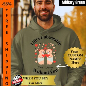 Custom Valentine&#39;s Day gift, personalized hoodies for couples, custom anniversary gift, his and hers sweatshirts,valentine&#39;s day ideas