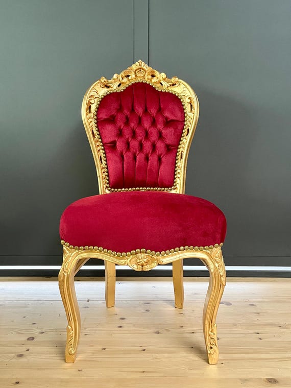 Sedia barocca Luigi XV fatta a mano: sedia decorativa in velluto