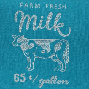 Fresh Milk Embroidered Kitchen Tea Towel
