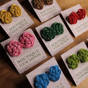 Mizuhiki Ume stud earrings, various colours