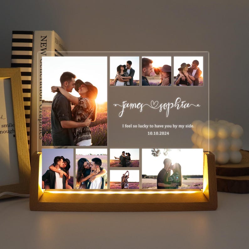 Anniversary Photo Night Light,couple Gift,custom Photo LED Light,family Calendar Date Month
