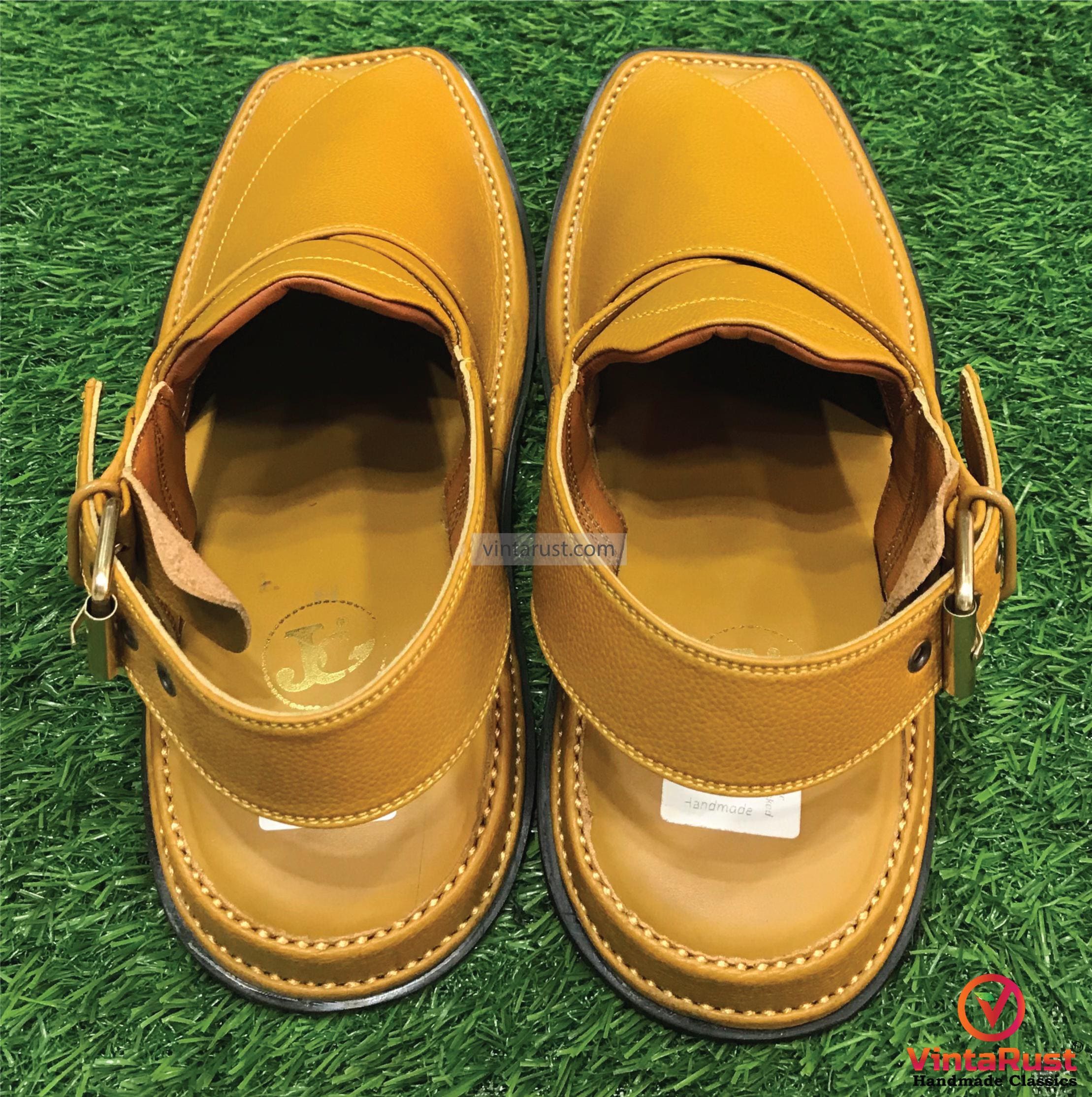 Stylish Mustard Peshawari Chappal | Traditional Leather Men\'s Sandals Amazon.com | Peshawari Chappal Sandals For Men, Camel Color  main image 2