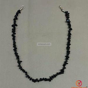 Black Gemstone Chip Necklace: Handmade Minimalist Ethnic Jewelry