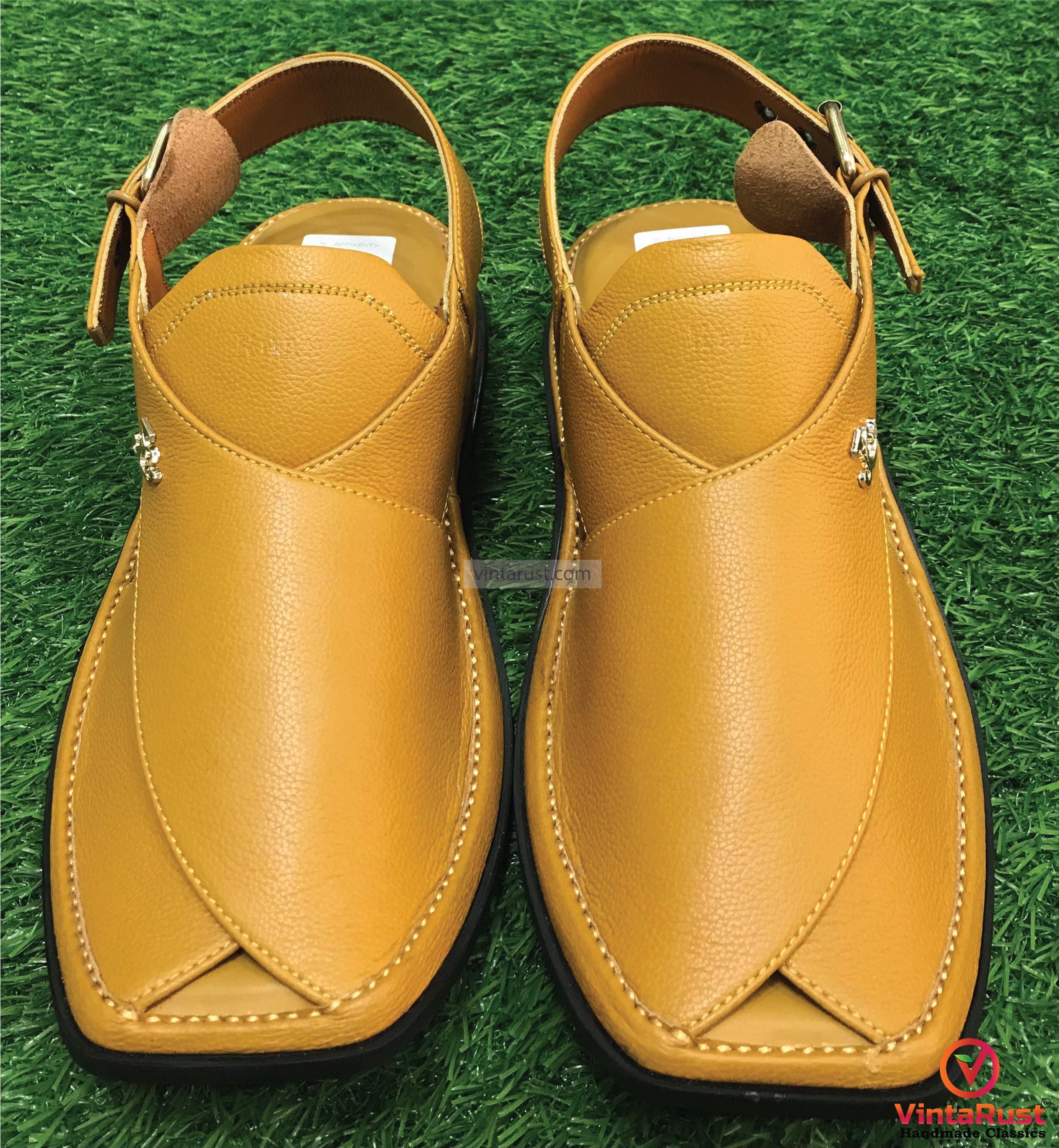 Stylish Mustard Peshawari Chappal | Traditional Leather Men\'s Sandals Amazon.com | Peshawari Chappal Sandals For Men, Camel Color  main image 4