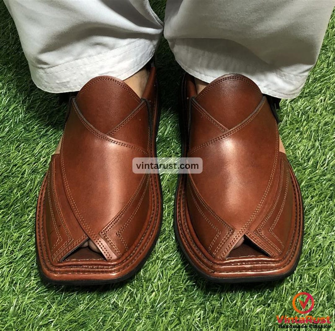 Classic Brown Peshawari Chappal | Handmade Tribal Footwear 