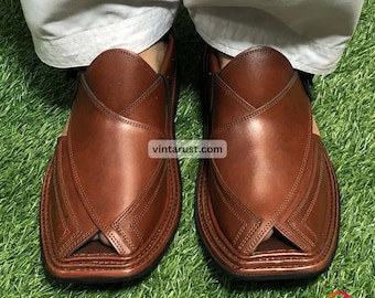 Classic Brown Peshawari Chappal | Handmade Tribal Footwear | Comfortable & Durable Shoes | Ethnic Leather Shoes