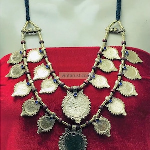 Handmade Vintage Tribal Coin Necklace: Afghan Kuchi Boho Jewelry