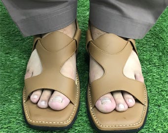 Handmade Tan Leather Peshawari Chappal Sandals