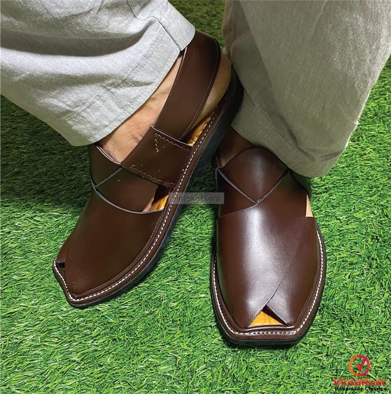 Artisan Made Brown Leather Footwear: Classic Style Peshawari  display picture 3