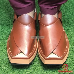 Handmade Leather Peshawari Chappal | Traditional Sandals for Men | Comfortable Brown Leather Shoes