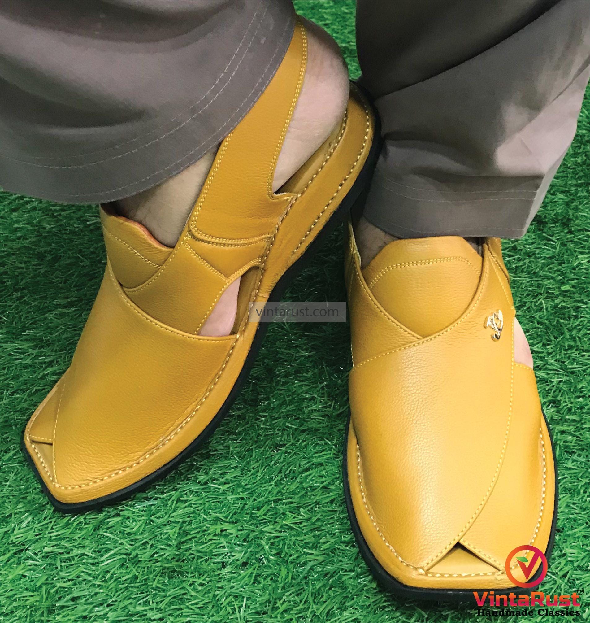 Stylish Mustard Peshawari Chappal | Traditional Leather  display picture 1
