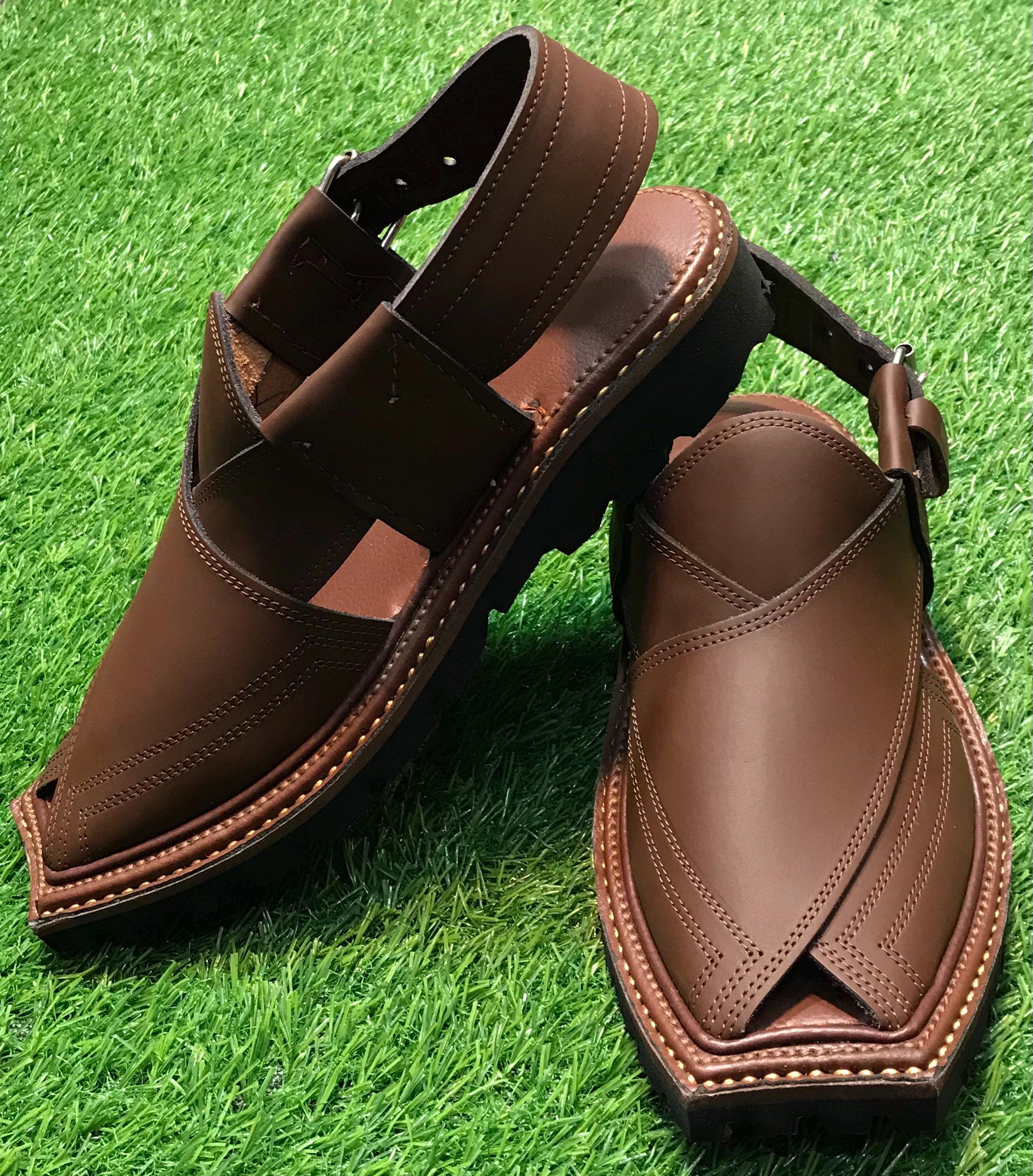 Leather Peshawari Chappal For Men, Gents Sandals, Handmade Dark Brown Chappal, Dark Brown Peshawari Chappal | Handmade Men main image 4
