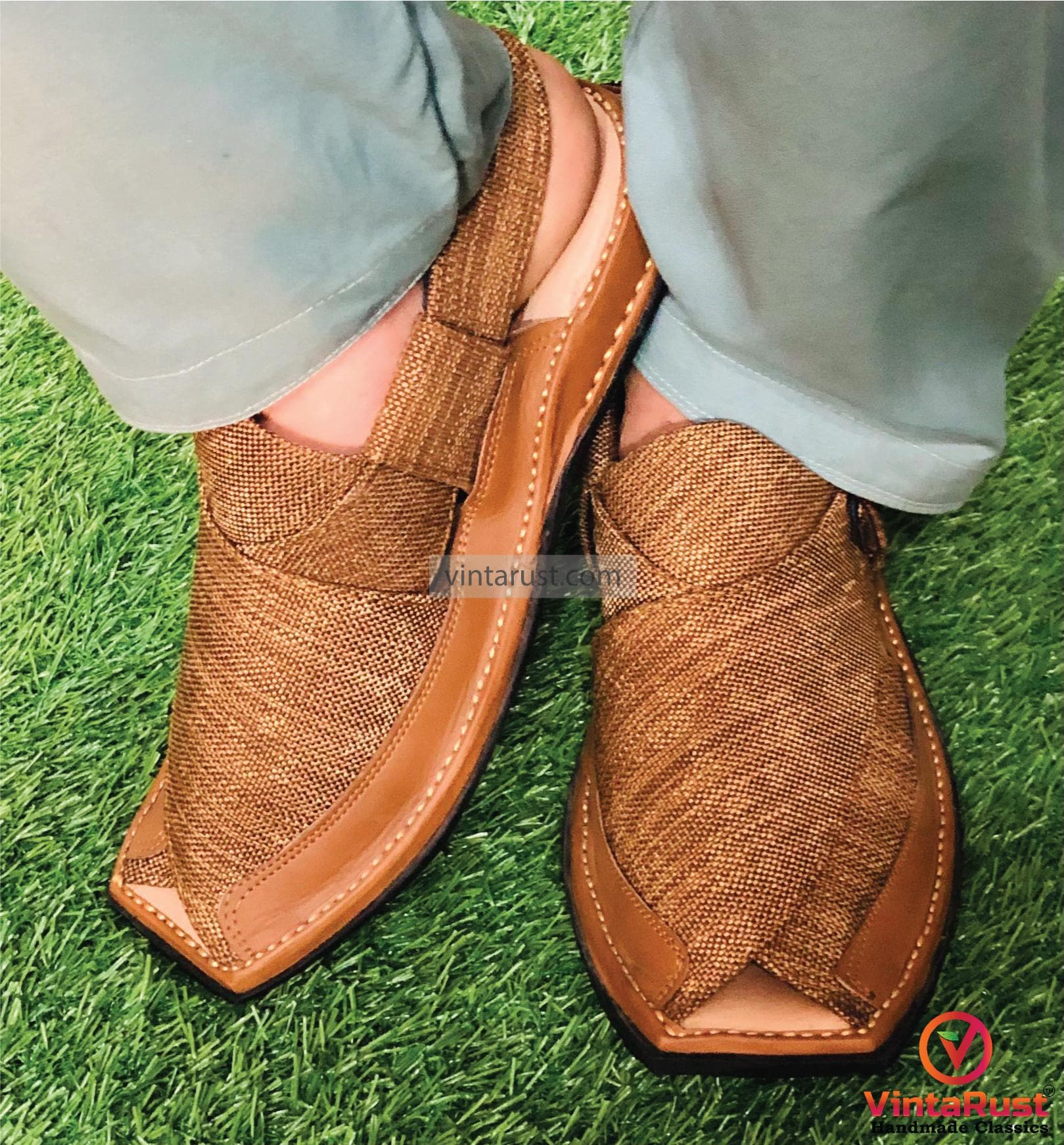 Handmade Brown Leather Peshawari Chappal: Classic Men's Sandals