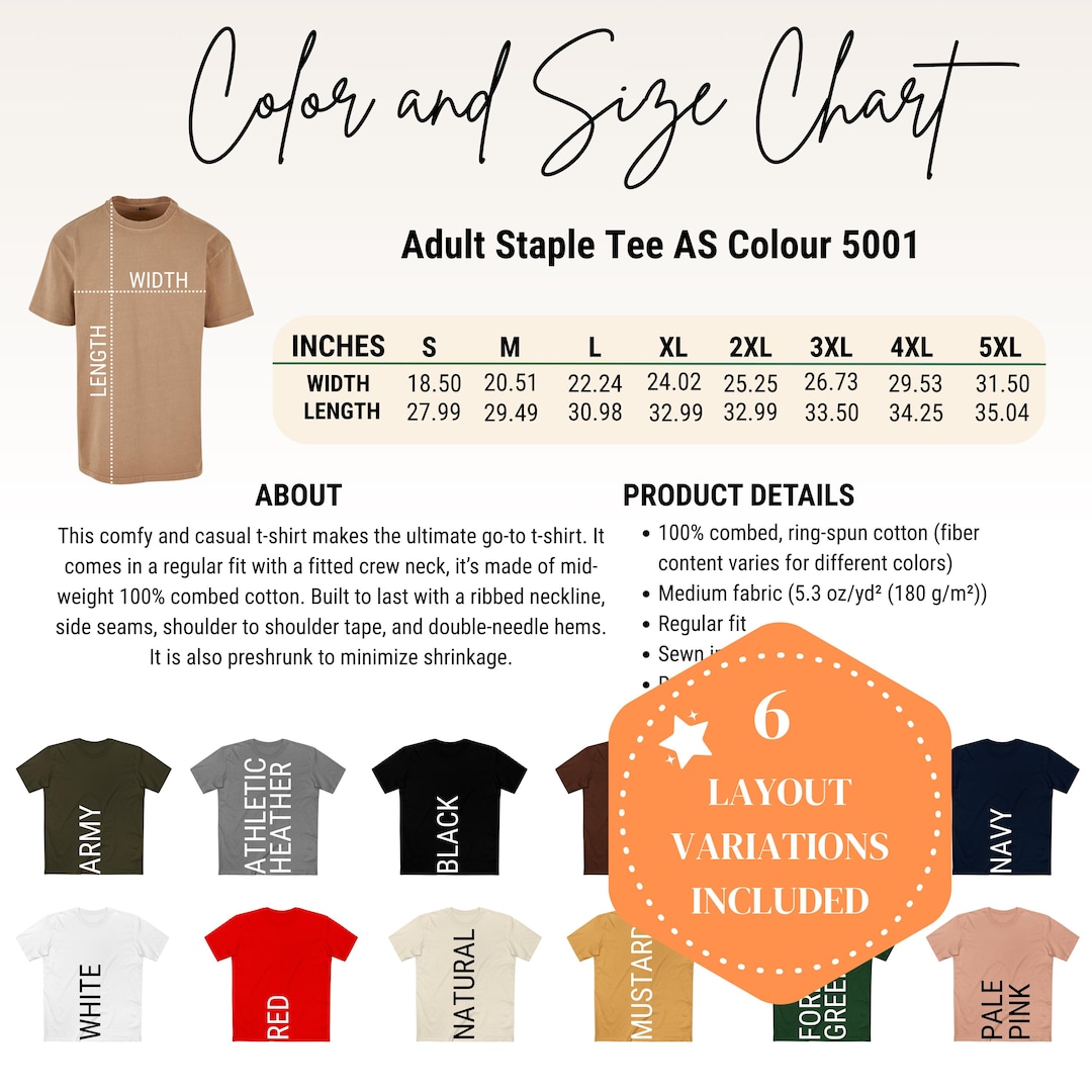Color Sw5001 Editable AS Colour 5001 Color+size Chart,canva Template(digital ...
