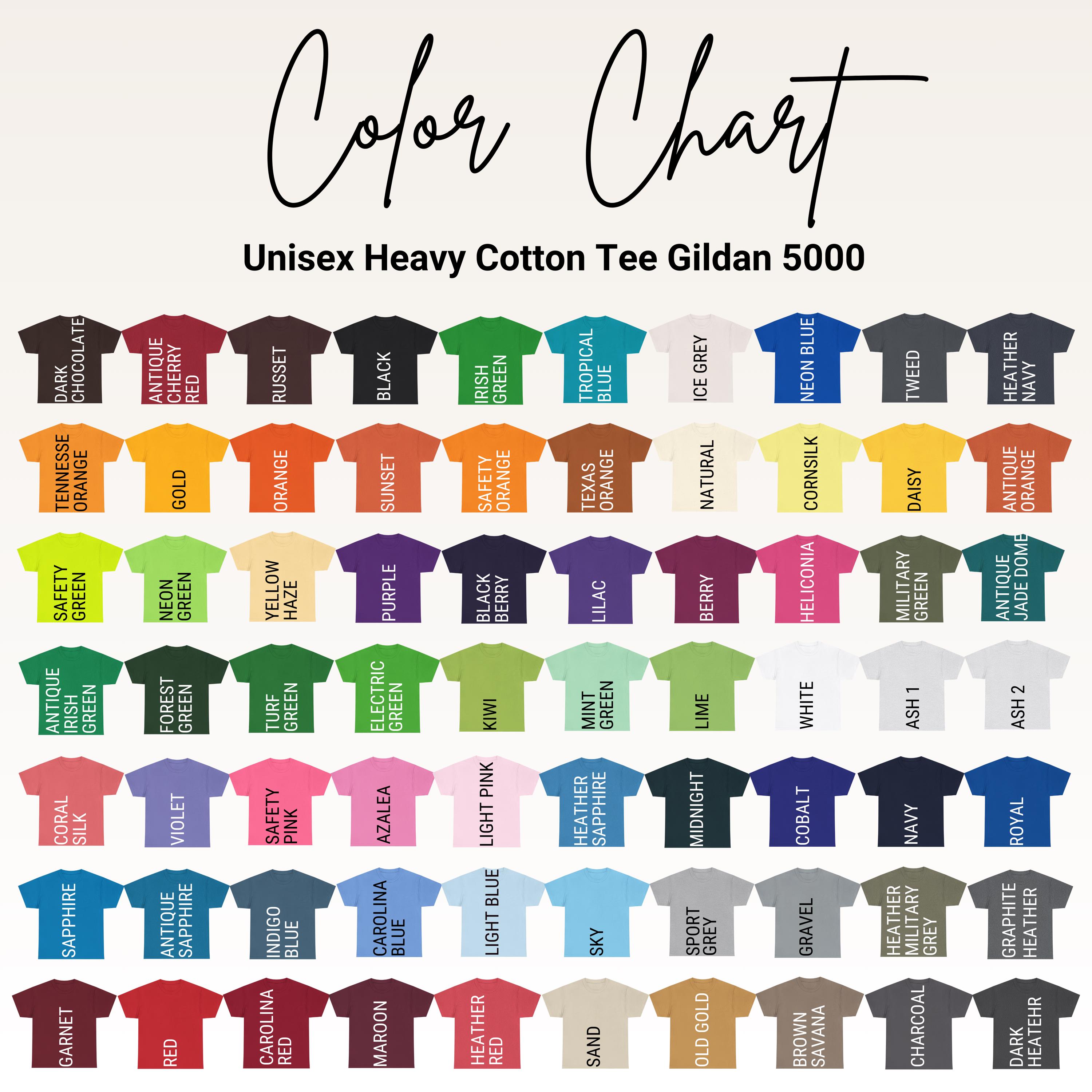 Editable Gildan 5000 Color+size Chart,canva Template,unisex Heavy ...