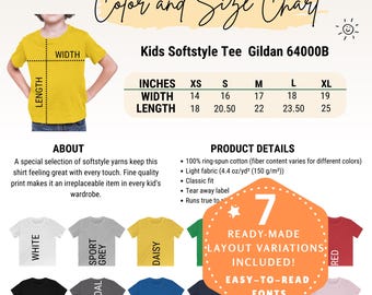 Editable Gildan 64000B Color+Size Chart,Canva Template (Digital Download),Gildan 64000B color+size chart,64000B color+size chart