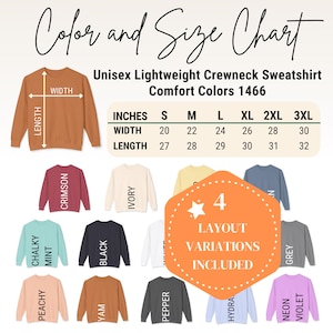 Comfort Colors 1466 Sweatshirt Color Chart (Editable Canva, PNG) (Digital Download)