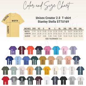 Tabla de tallas y colores editable de Stanley Stella STTU169, plantilla de Canva, tabla de tallas y colores de Stanley Stella STTU169, tabla de tallas y colores de Stella, tabla de camisas imagen 8