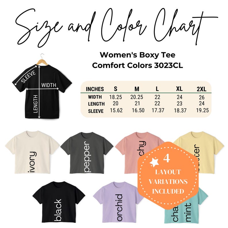 Editable Comfort Colors 3023CL Size+color Chart,canva Template (digital ...