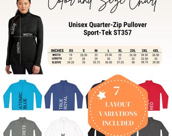 Sport-Tek ST357 Pullover Color Size Chart (Digital Download)