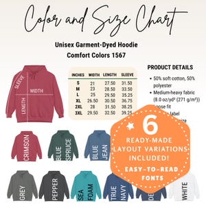 Comfort Colors 1567 Hoodie Color Chart Template (Canva Editable, PNG)