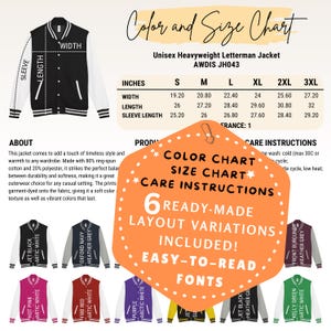 Varsity Jacket Size Chart - Etsy