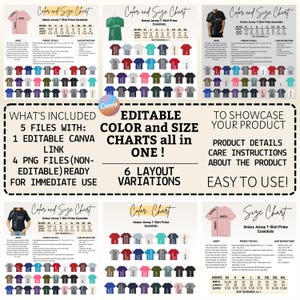 Editable Prime Essentials Color+Size Chart,Canva Template,prime essentials color size chart,Jersey color size chart,Prime Essentials chart