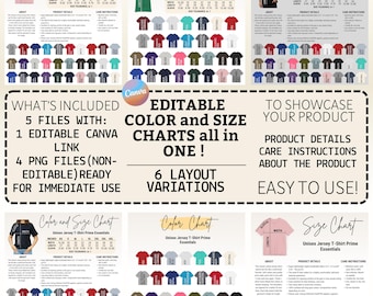 Editable Prime Essentials Color+Size Chart,Canva Template,prime essentials color size chart,Jersey color size chart,Prime Essentials chart
