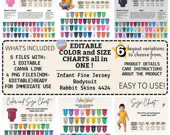 Editable Rabbit Skins 4424 Color+Size Chart,Canva Template (Digital Download),Rabbit Skins 4424 color+size chart,Rs 4424 chart,Rabbit Skins