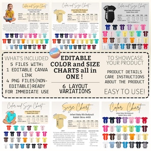 Tabla de colores y tallas de pieles de conejo editables (RS 4400), plantilla de Canva, tabla de colores y tallas de monos, descarga digital, RS 4400
