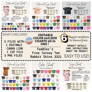 Editable Rabbit Skins 3321 Color+Size Chart,Canva Template,Rabbit Skins 3321 color+size chart,3321 color chart,Rabbit Skins color+size chart