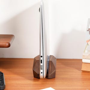 Wood Laptop Dock - Dual/Adjustable Stand | Vertical/Upright for Desk | MacBook Pro Stand,Desk Organizer | Gift for Him Valentine Home Office