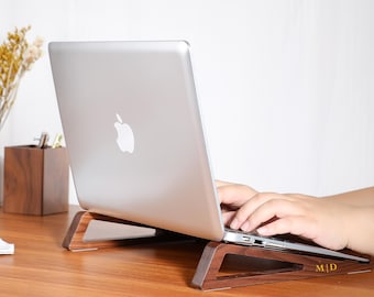 Birthday Custom Engraved Laptop Holder,Portable Wood Laptop Riser,MacBook Desk Stand,Employee Gift,Corporate gift,Unique Gift for Him,Her