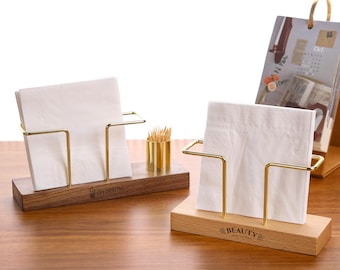 Custom Engraved Wooden Napkin Holder with Mountains & Forest Design,Luncheon and Cocktail Napkins Holder,Kitchen Decor,Minimalist decor