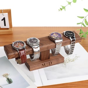 Personalized Engraved Wooden Watch Stand,Handmade Watch Holder Stand,Walnut Watch Display Storage,Mens Jewelry Organizer,Stand for Watches