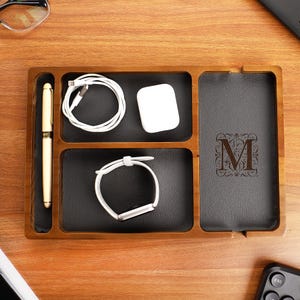 Personalized Wooden desktop storage box,Desk Organization Set, Wooden Desk Organizers, Office & Desk Storage, Gift for Him
