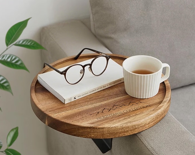 Birthday Custom Wood Sofa Arm Table，Couch Tray, Sofa small tea table, Nordic sofa side table, mobile coffee table, mini side table