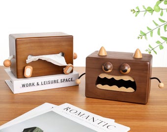 Custom Wooden Tissue Box,Handmade Monster Wood Tissue Box,Cute Baymax Tissue Box,Creative Desk Decor,Rustic Napkin Holder,Housewarming Gift
