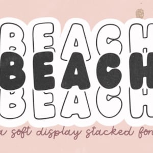 Beach Stacked Retro Soft Font, Script Font, Handwritten Font, Cursive Font, Signature Font, Fonts for Crafts, Cursive Font, Procreate Font