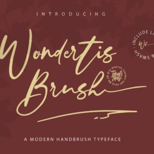 Wondertis Brush Font, Signature Font, Handwritten Font, Casual Font, Calligraphy Font, Swash Font, Wedding Font, Digital Font, Bold Font