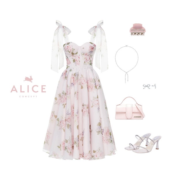 Midnight Floral Bloom Midi Dress