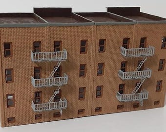 Fire Escape Kit - 12 Landings And Ladders - Z Scale Model Train - New - Laser Cut/Etched - Fast, Free Shipping - Designed And Made In USA