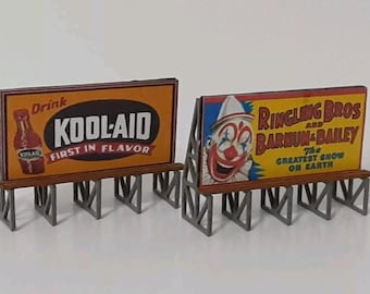 Billboard Kit 2 Pack - N Scale Model Train - New - Laser Cut/Etched - Fast, Free Shipping - Designed And Made In USA